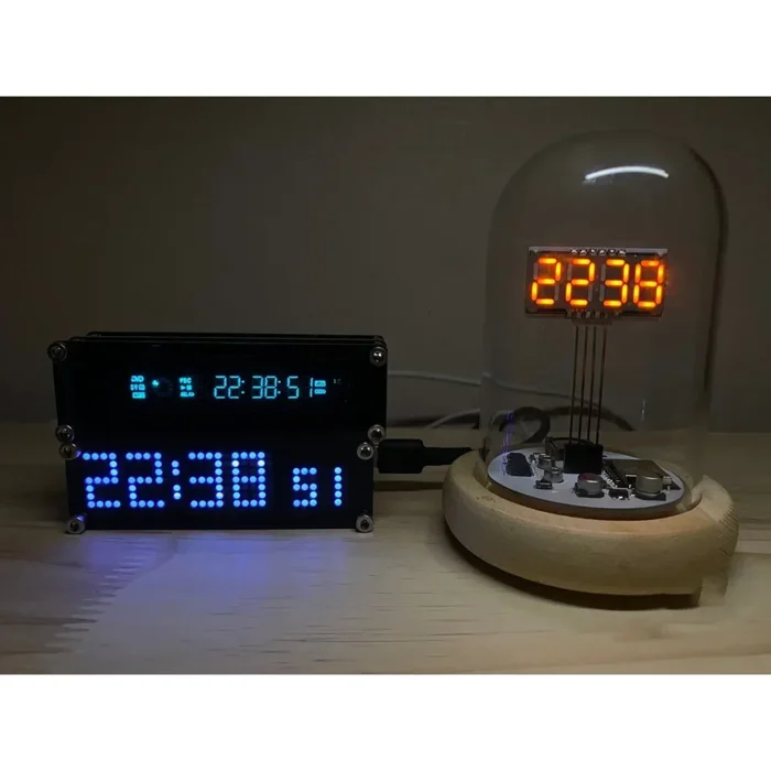 Horloge Nixie couvercle en verre avec affichage lumineux orange