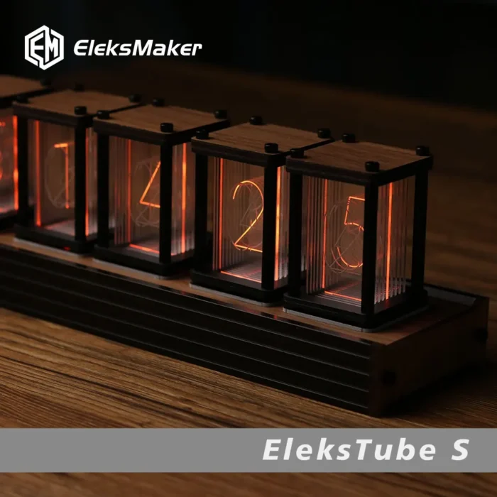 Horloge Nixie de table en bois à tube LED