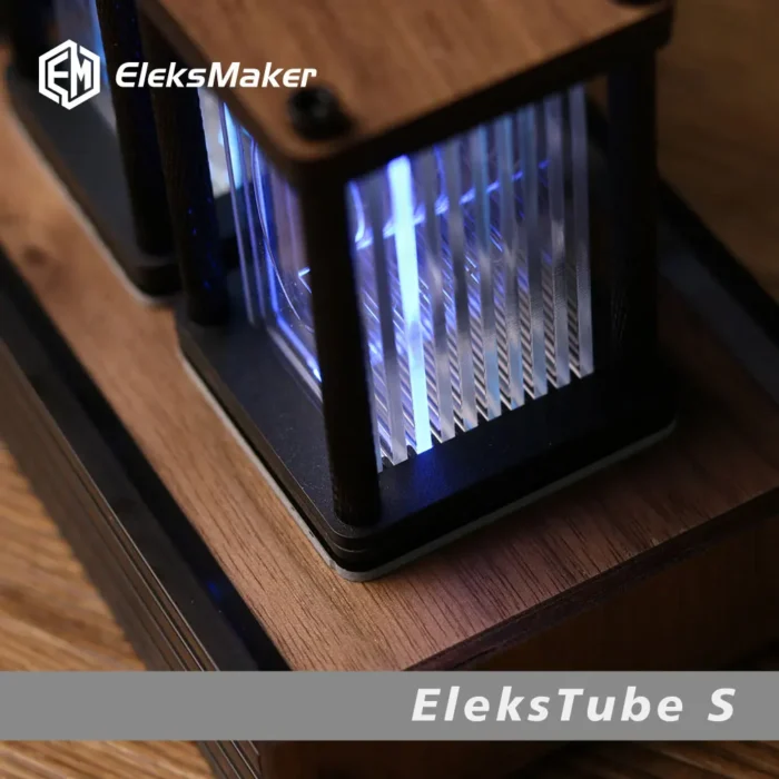 Horloge Nixie de table en bois à tube LED