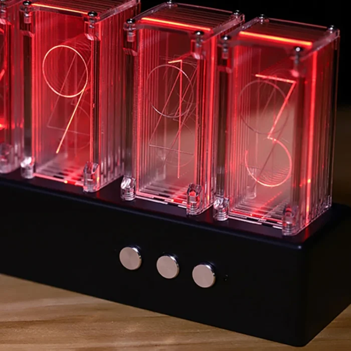 Horloge Nixie moderne à tubes lumineux rectangle