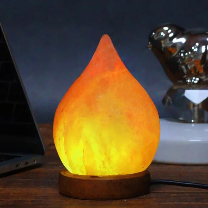 Lampe en Pierre de Sel forme flamme de feu