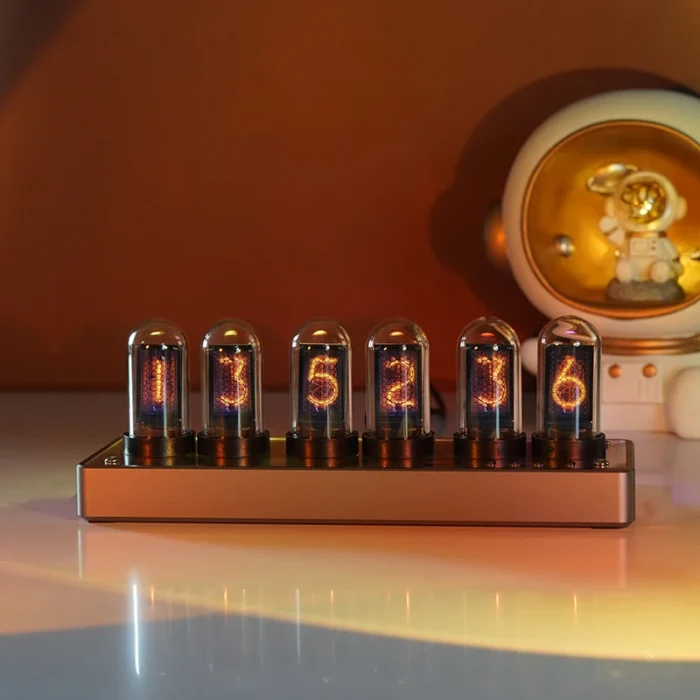 Horloge Nixie numérique en métal avec ornements rétroéclairage