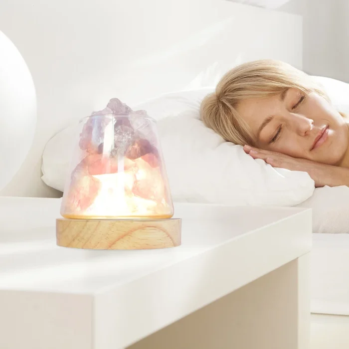 Lampe veilleuse de table en sel naturel