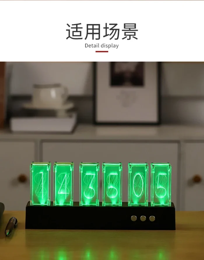 Horloge Nixie moderne à tubes lumineux rectangle