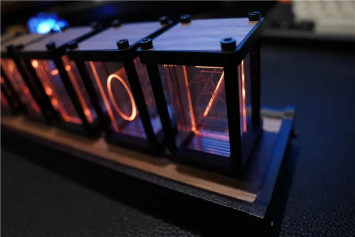 Horloge Nixie de table en bois à tube LED