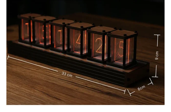 Horloge Nixie de table en bois à tube LED