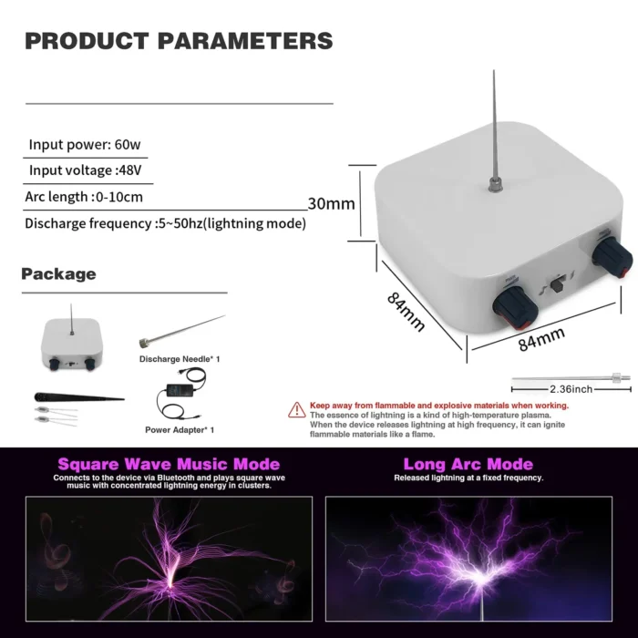 Bobine Tesla Bluetooth modèle en blanc