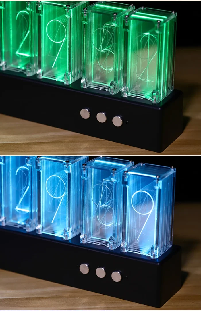 Horloge Nixie moderne à tubes lumineux rectangle