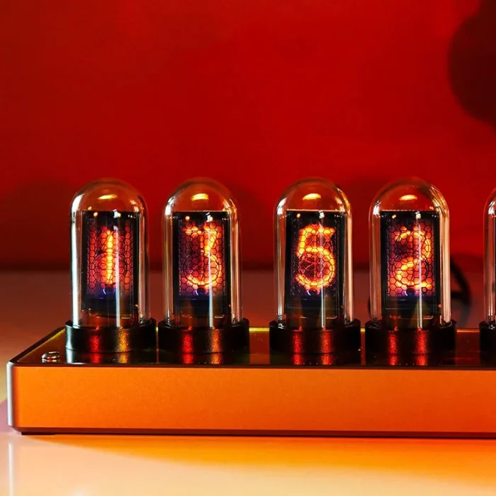 Horloge Nixie numérique en métal avec ornements rétroéclairage