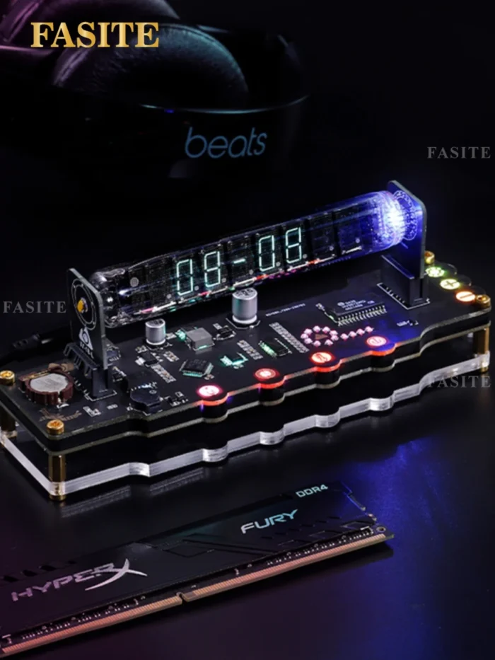 Horloge Nixie moderne avec technologie fluorescente