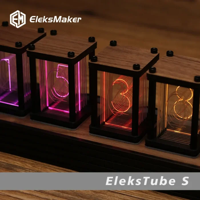 Horloge Nixie de table en bois à tube LED