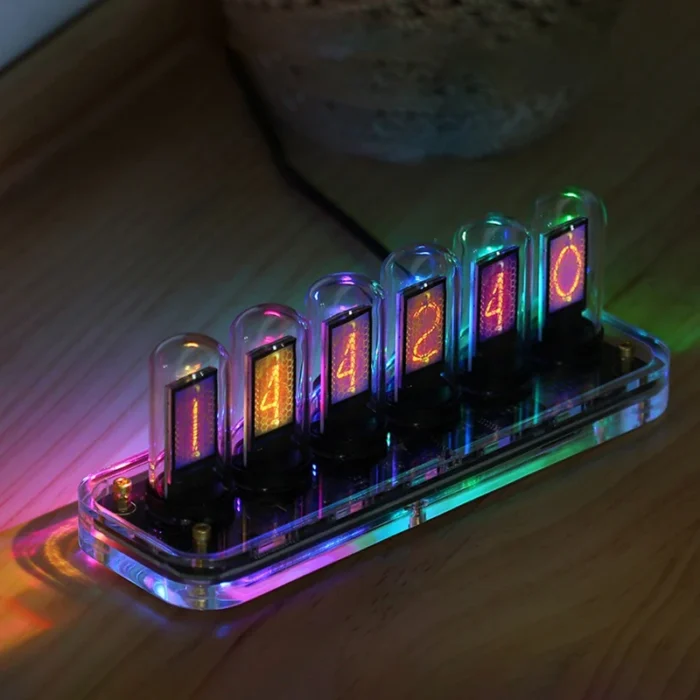 Horloge Nixie intelligent en verre transparent – Image 1