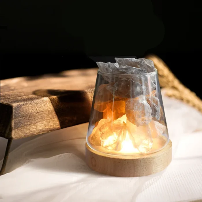 Lampe veilleuse de table en sel naturel