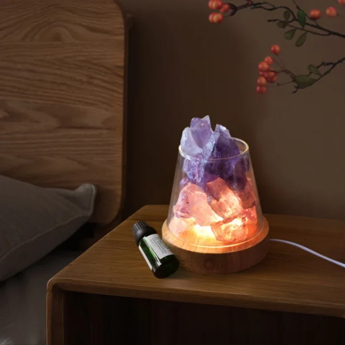 Lampe veilleuse de table en sel naturel