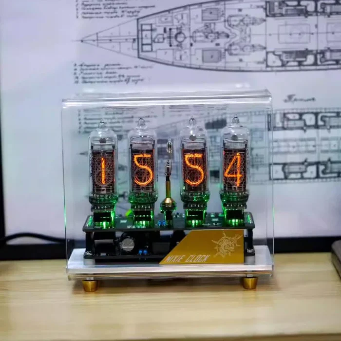 Horloge Nixie à tube lumineux avec boîtier en acrylique