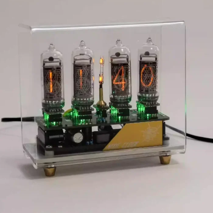 Horloge Nixie à tube lumineux avec boîtier en acrylique