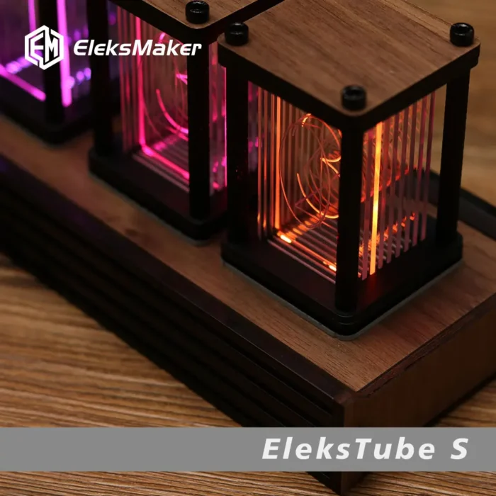 Horloge Nixie de table en bois à tube LED