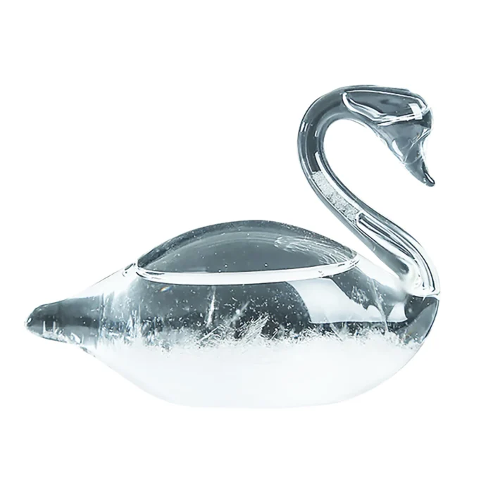 Baromètre à cristaux en verre forme de cygne