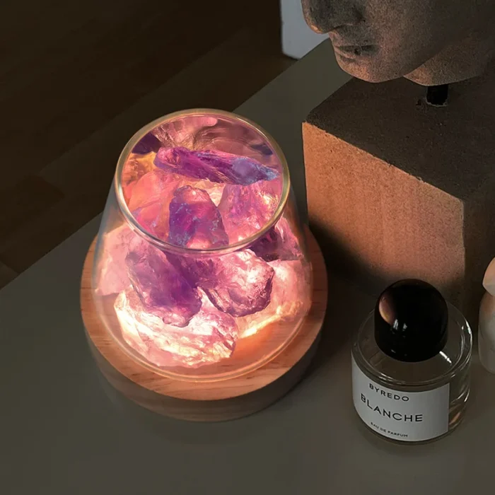 Lampe veilleuse de table en sel naturel