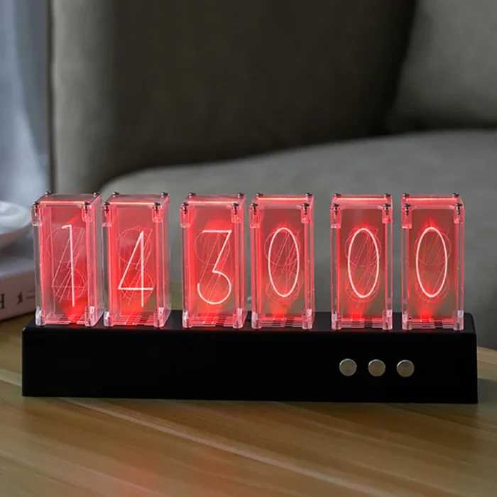 Horloge Nixie moderne à tubes lumineux rectangle