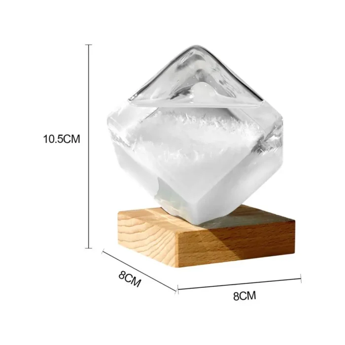 Baromètre à cristaux en cube transparent