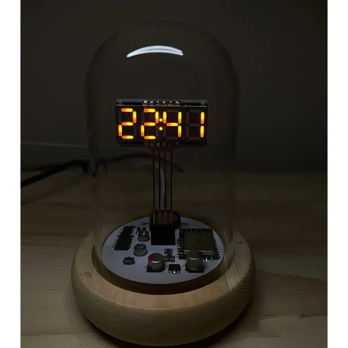 Horloge Nixie couvercle en verre avec affichage lumineux orange