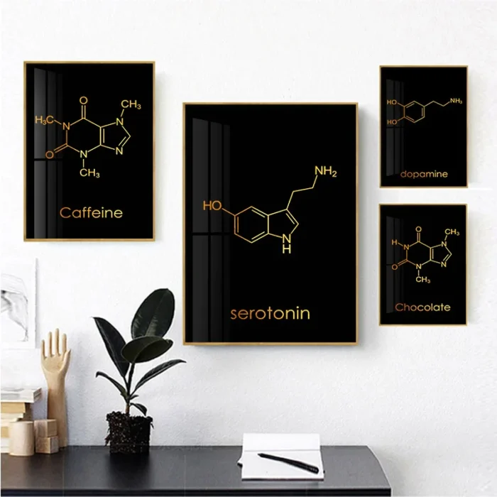Poster moléculaire de sérotonine et dopamine