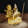 Brûleur d'encens à reflux doré avec statues de Ganesha – Image 2
