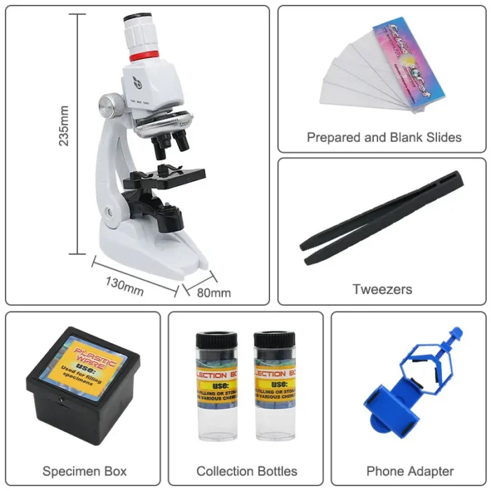 Microscope biologique éclairé 1200x pour enfants