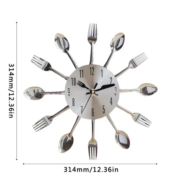 Horloge murale ustensiles de cuisine en acier inoxydable