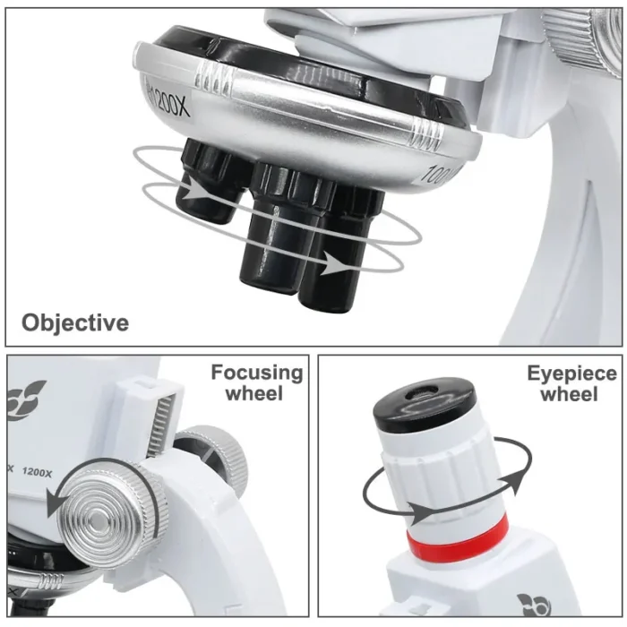 Microscope biologique éclairé 1200x pour enfants