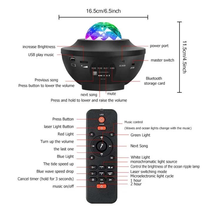 Projecteur galaxie original avec haut-parleur de musique