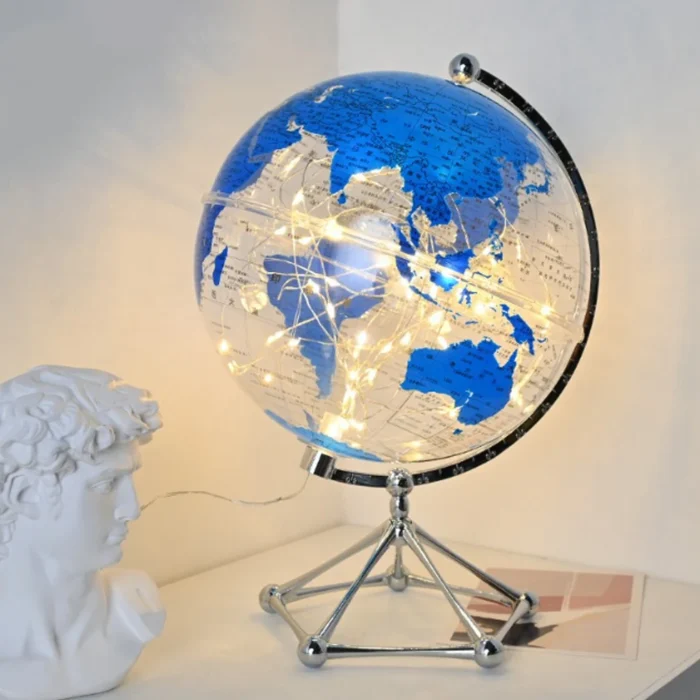 Globe transparent lumineux bleu