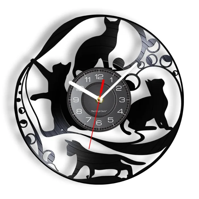 Horloge murale originale chaton noir