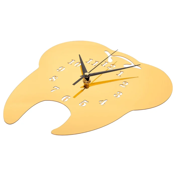 Horloge murale miroir en forme de dent