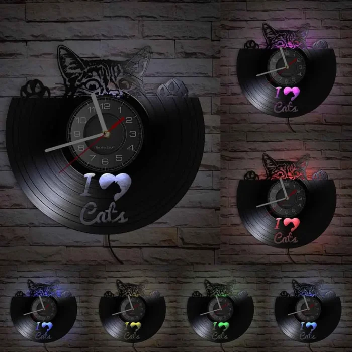 Horloge murale originale chaton noir