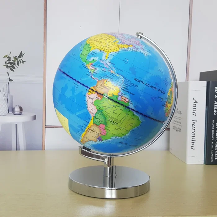 Globe terrestre avec support en métal