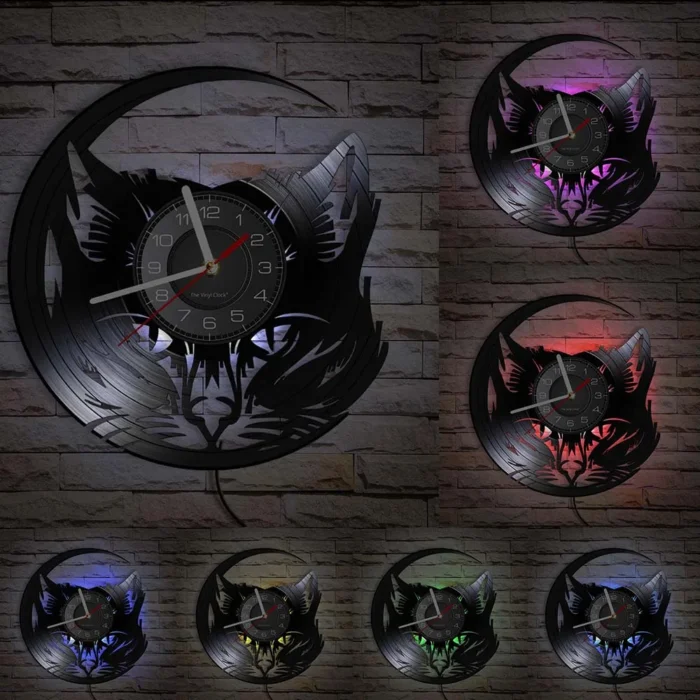 Horloge murale originale chaton noir