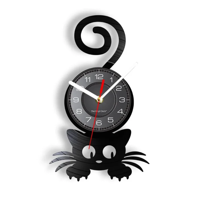 Horloge murale originale chaton noir