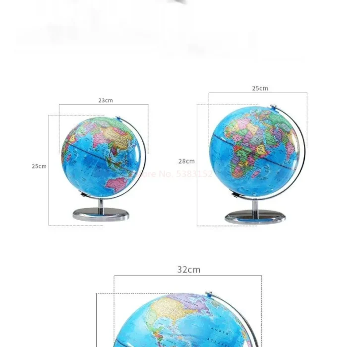 Globe carte du monde en anglais avec lumière LED