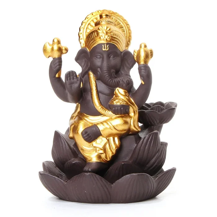 Brûleur d'encens à reflux de sable violet dieu Ganesha