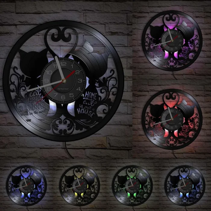 Horloge murale originale chaton noir