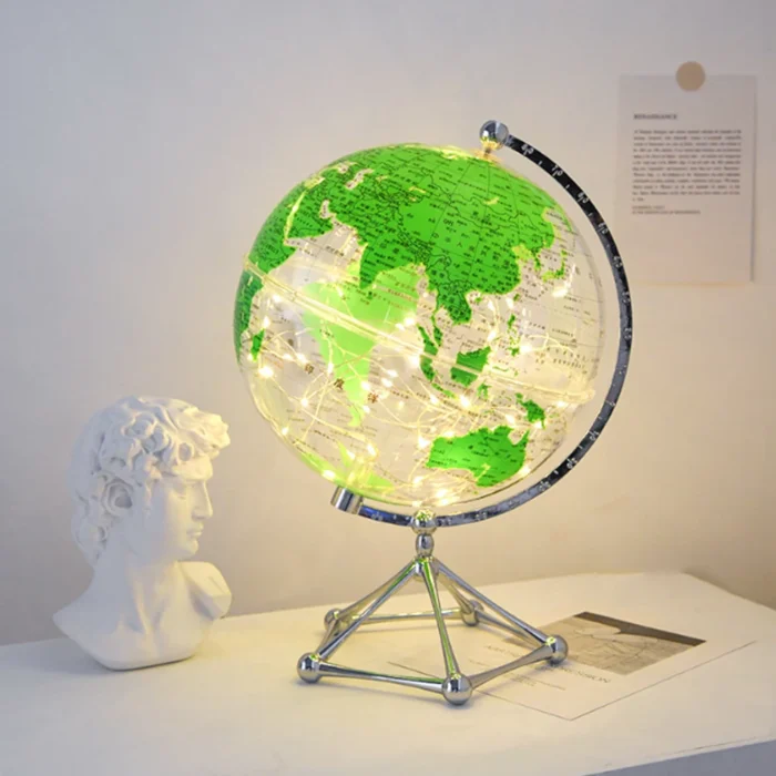 Globe transparent lumineux vert