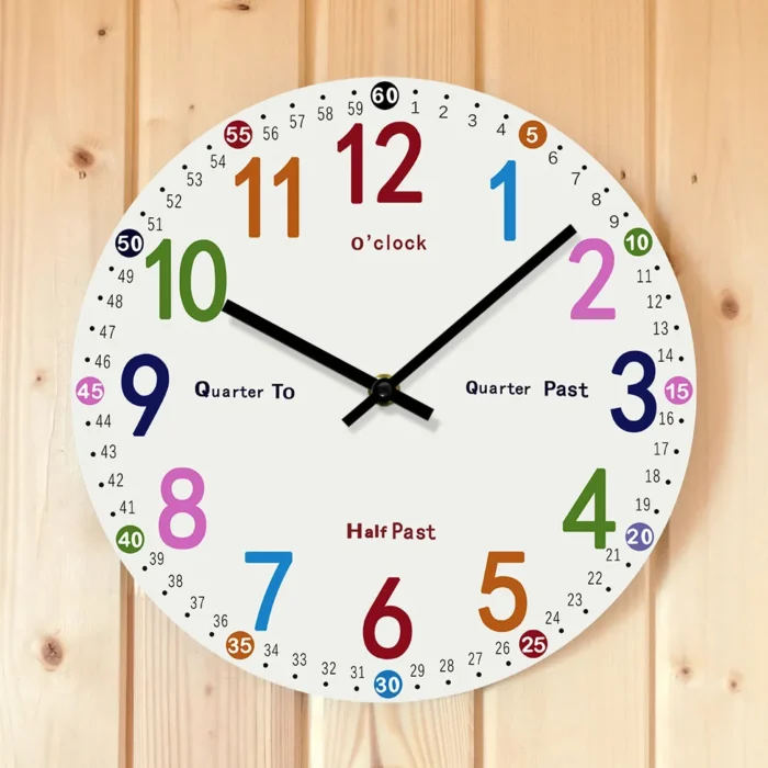 Horloge murale originale avec chiffres colorés