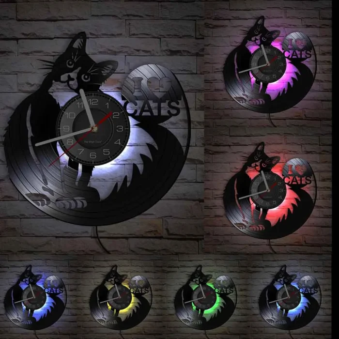 Horloge murale originale chaton noir