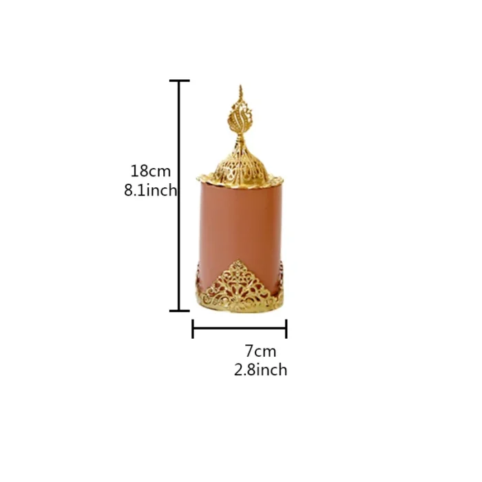 Brûleur d'encens avec couvercle de tour dorée