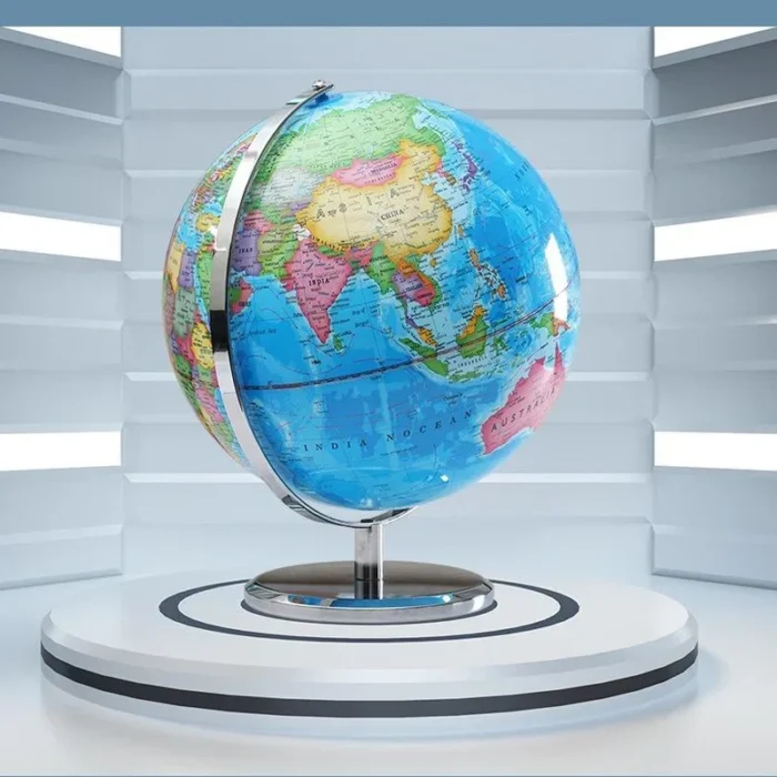 Globe carte du monde en anglais avec lumière LED