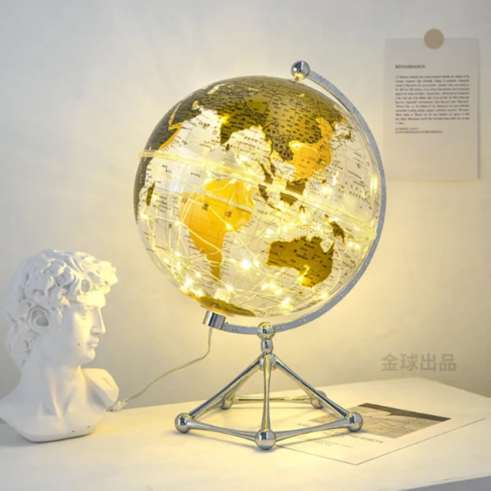 Globe transparent lumineux or