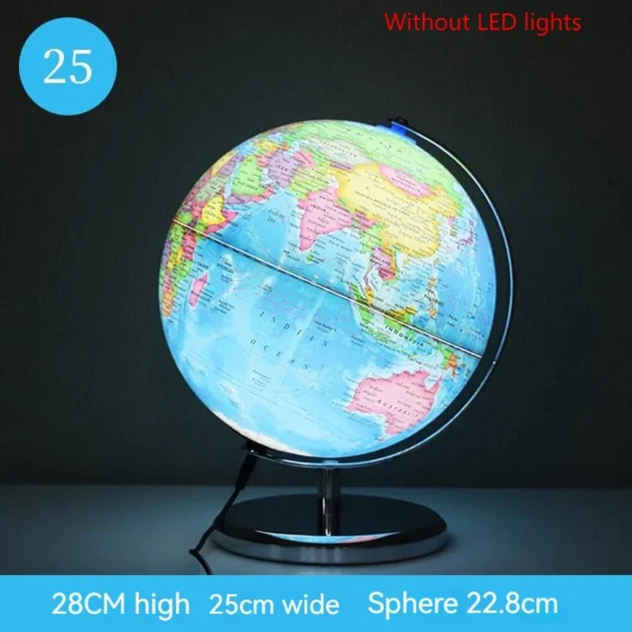 Globe carte du monde en anglais avec lumière LED