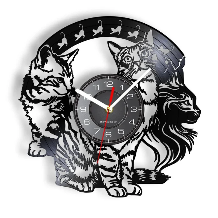 Horloge murale originale chaton noir